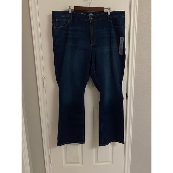 Old Navy Mid-Rise Kicker Boot-Cut Jeans Dark Blue Wash Plus Size 24 Casual Denim - Picture 2 of 7
